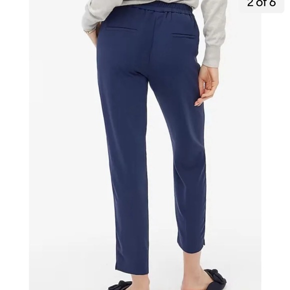 J.Crew Jamie Pant Women's Size 12 Navy Blue Elastic Waist Back Pockets Straight - Picture 3 of 12